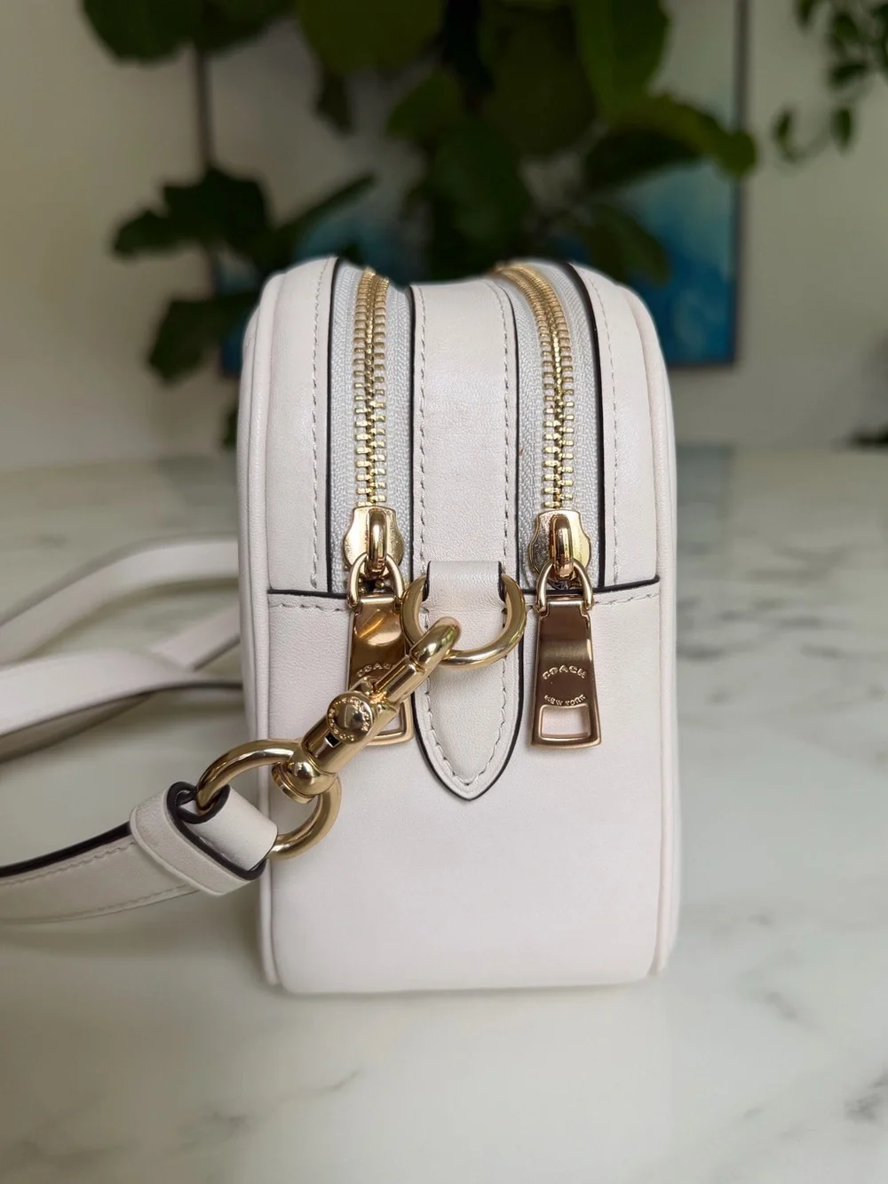 Coach Jes Crossbody With Linear Quilting Gold /Chalk Leather Bag C1569